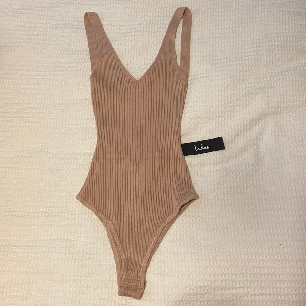 Nude backless Lulu’s bodysuit
